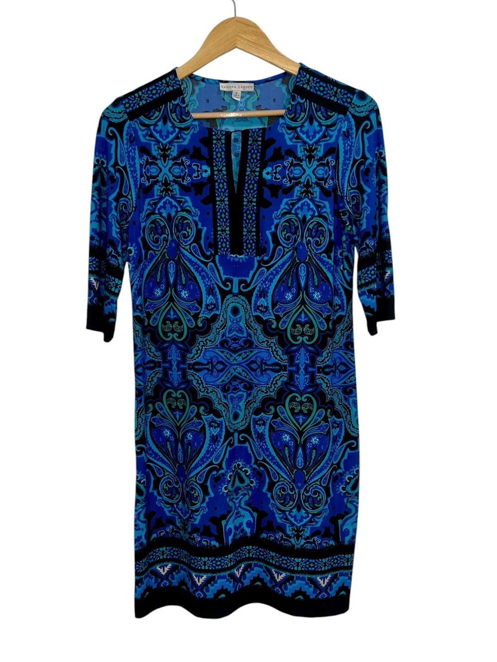 NEW Sandra Darren Paisley Print Tunic Dress Blue